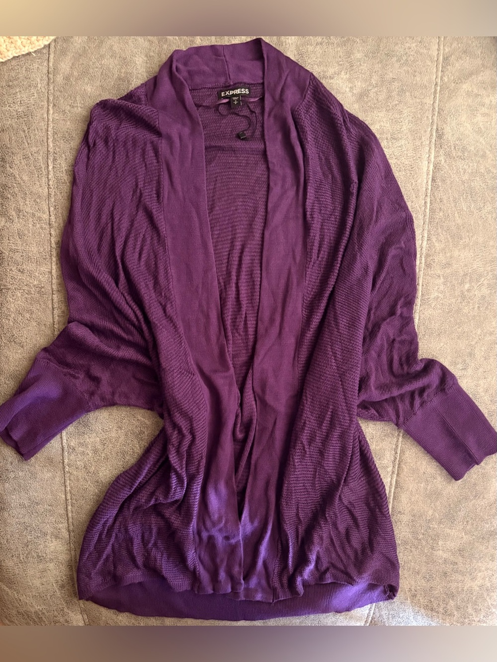 Express Purple Open Drape Cardigan